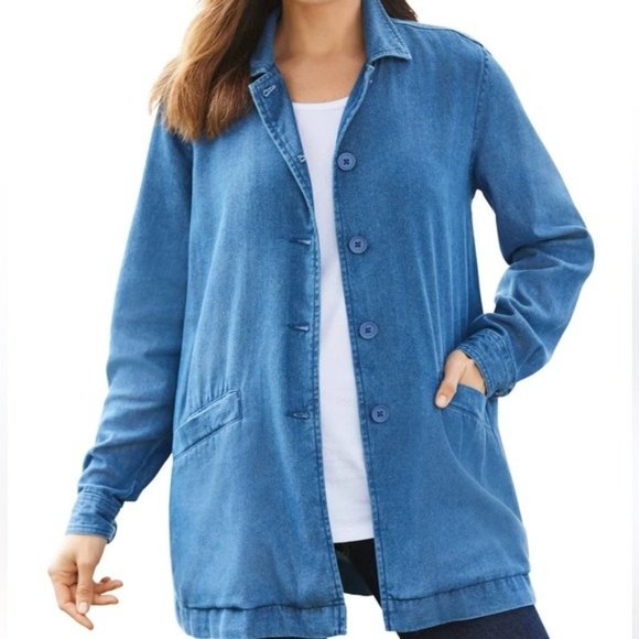 WOMAN WITHIN Plus Size Pleat-Back Jacket‎ - Picture 1 of 2